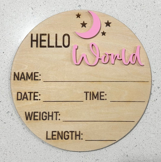 Baby Announcement Plaque - Moon - Sample