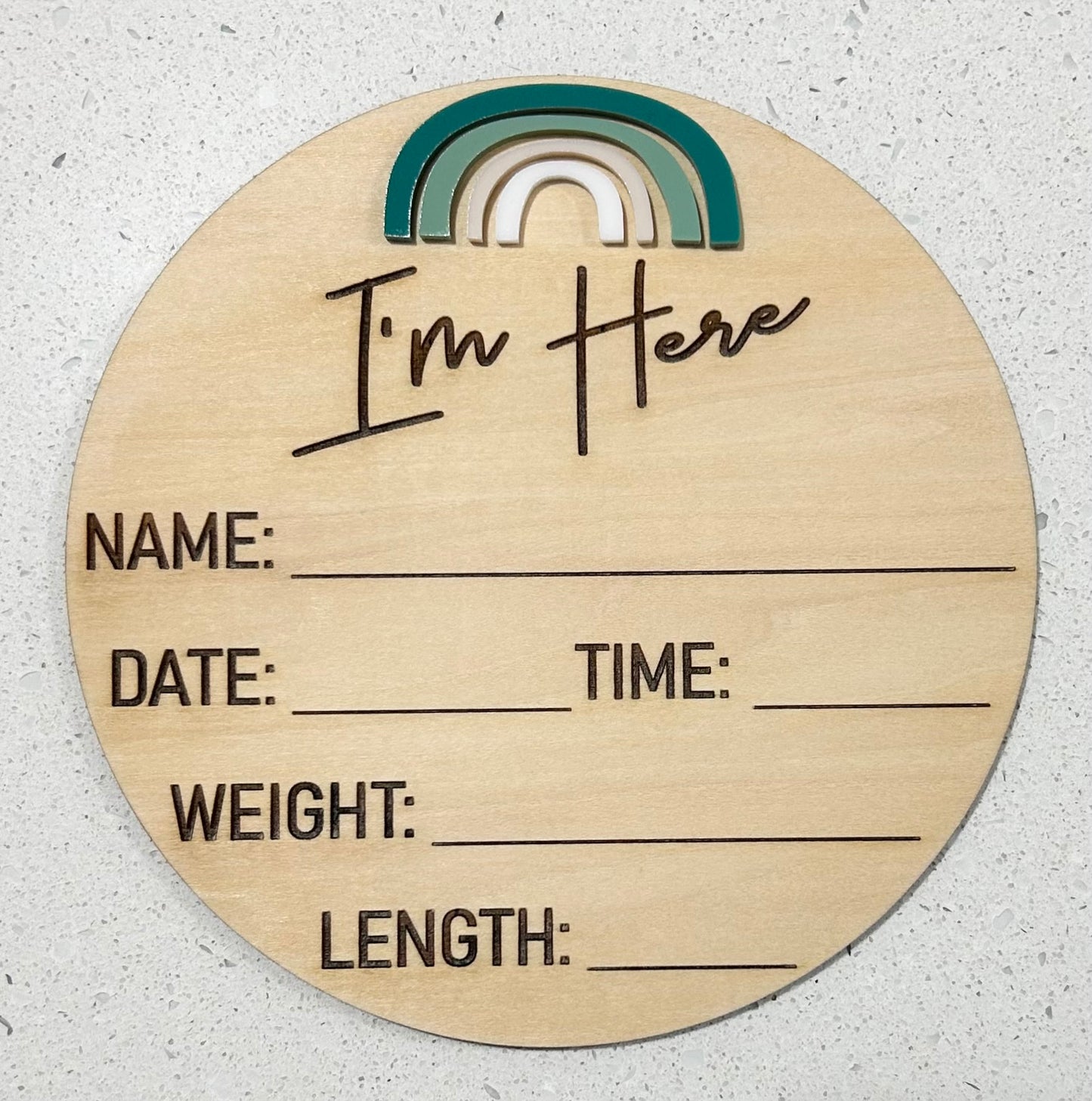 Baby Announcement Plaque - I'm Here - Sample