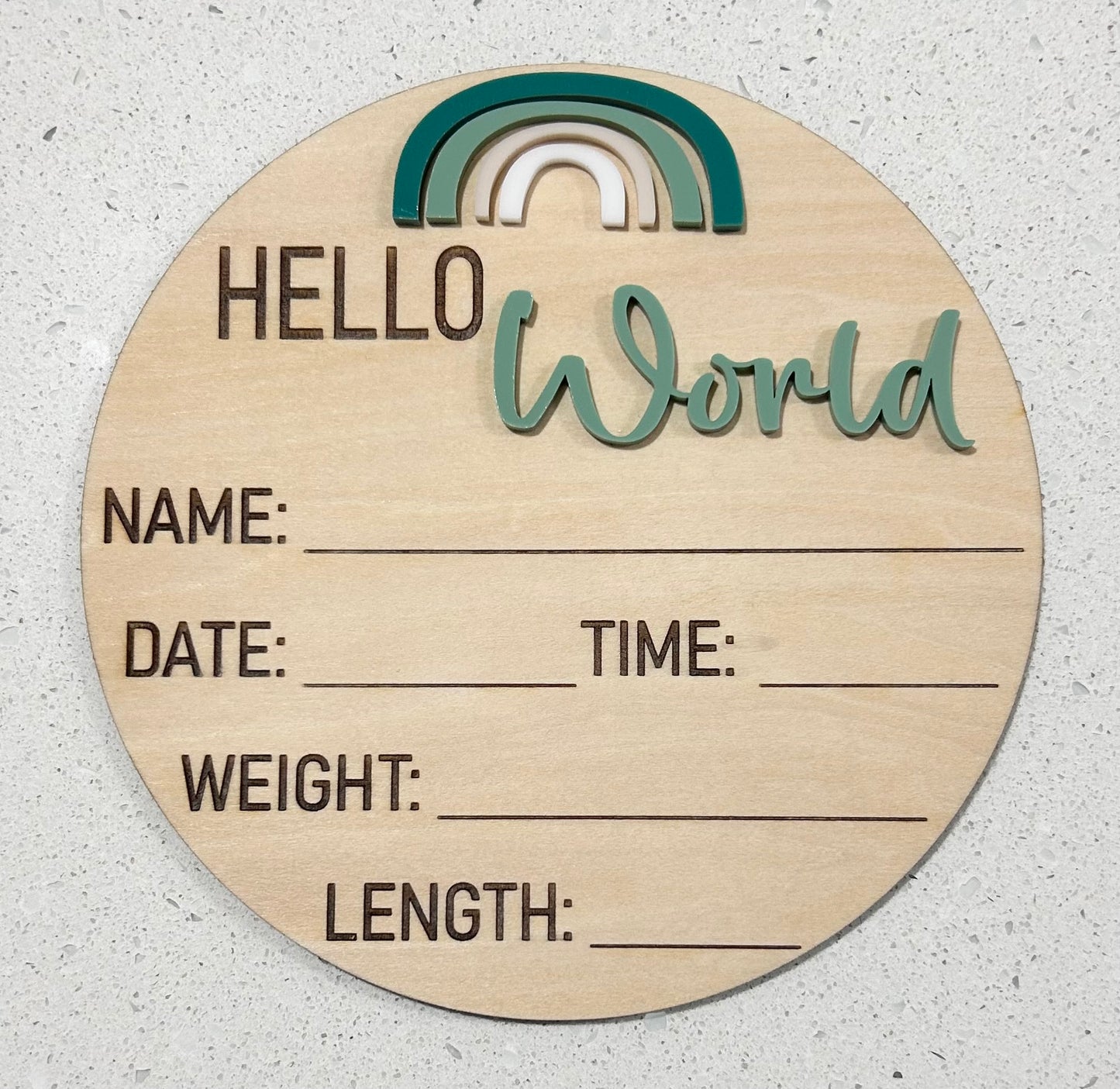 Baby Announcement Plaque - Rainbow - Sample