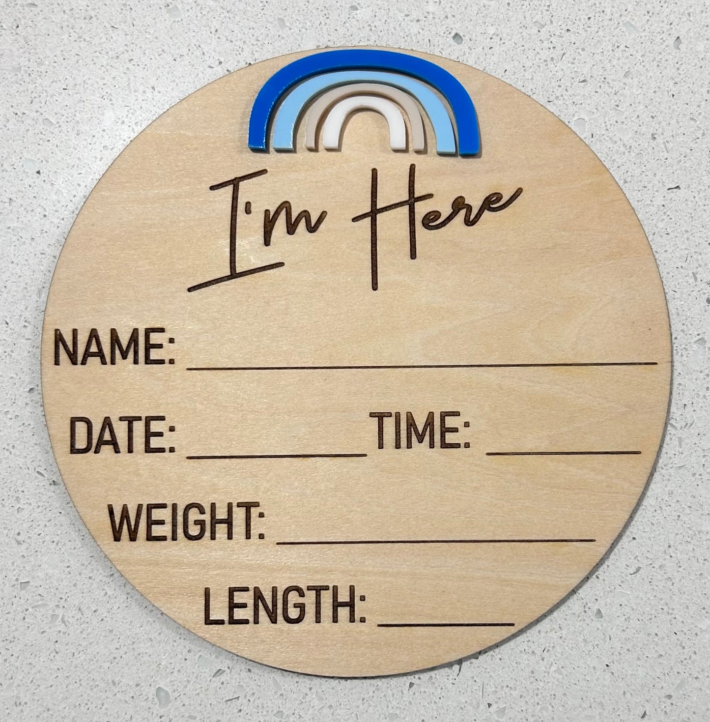 Baby Announcement Plaque - I'm Here - Sample